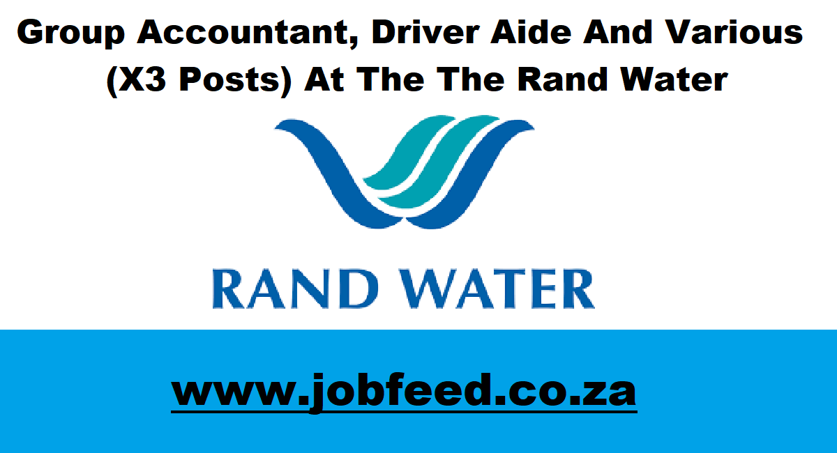 Rand Water Vacancies 2024 X3 Posts www.randwater.co.za » Jobfeed.co.za
