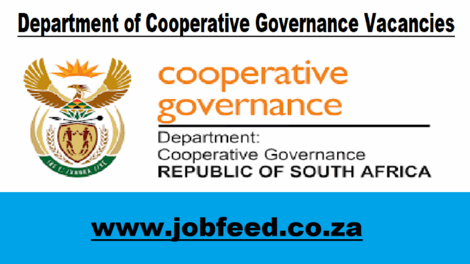 Department of Cooperative Governance Vacancies Department of Cooperative Governance Vacancies